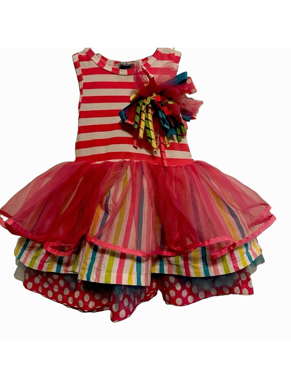 Mud Pie 24M Pink Birthday Party Dress Tiered Tulle Boutique Cake Smash Girl
